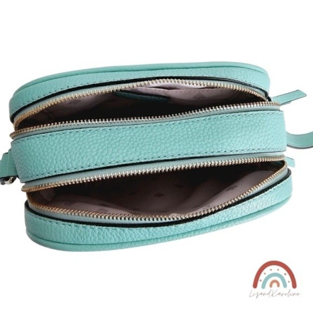 New! Kate Spade Pyper Mulberry Street Leather Aqua Bloom Camera Crossbody Bag - Picture 13 of 16
